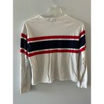 Forever 21  Top Women's Medium White Striped Long Sleeve Cropped Crewneck Photo 3