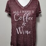 State of Mine maroon heather graphic "All I Need Is" vneck tee size medium Photo 0