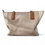 Fossil  Emma Tote Beige White Heart Print Leather Trim Key Charm Laptop Bag Purse Photo 1