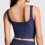 PINK - Victoria's Secret NEW NWT VS  Cinched Piqué Corset Top Navy Blue Crop Top L Photo 3