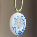 Handmade flower porcelain donut unique boho fairy whimsical necklace💐⭐️💧 Photo 3