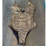 Cupshe  Women's Gold Ruched One Piece Swimsuit Size M Photo 0
