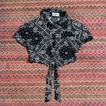 SEEK the Label  BLACK BANDANA PRINT BUTTON UP TIE FRONT CROP TOP Photo 3