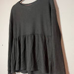 Knox Rose Waffle Knit Peplum Top Long Sleeve Charcoal Gray Size Medium Photo 0