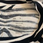 Grayson Threads Zebra Print Black White Short Sleeve Crop Top Large 100% Cotton Photo 3