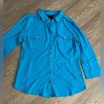 Grace Elements NWT Women’s  Large Blue Button Down Long Sleeve Shirt Photo 0