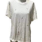 Women's XL White Embroidered Crew Neck Short Sleeve T Photo 5