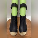 Vince Seymour Covered Black Leather Open Toe Espadrille Jute Wedge Sandal 9M Photo 8