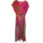 Farm Rio Women’s Pink Multi Bandanna Tie Waisted Midi Dress medium Photo 5