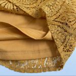 Sandy & Sid Top Crocheted Lace Sleeveless Illusion High Neckline Mustard Yellow Photo 8