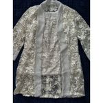 LT Lanting Bride White Sheered LS‎ Beaded Open Front Embroidered Tunic Sz Small Photo 1