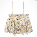 American Eagle  Floral Button-Up Crop Top Small NWT Photo 0