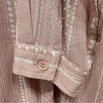 Hippie Rose  Mauve & Cream Boho Floral Design Long Sleeve Button Front Top Large Photo 4