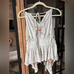 Anthropologie By  embroidered tank top blouse floral asymmetrical vneck boho Photo 3