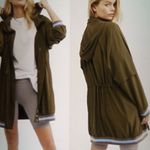 Free People Oversized Windbreaker Military Green Wind Swept Hooded Size S/P Photo 5
