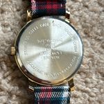 Accutime women’s vintage plaid flannel‎ gold tone red/green adjustable watch Photo 6