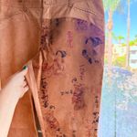 Vintage Isabel USA Genuine Leather Pants with Geisha Print Nubuck in Tan size 8 Photo 4