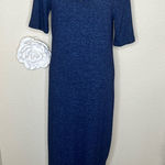 Lou & grey NTM:  Heathered Navy Blue Short Sleeve Maxi Dress with Slits Size M Photo 0