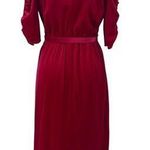 Vintage 80s Velvet Dress Belted A Line Ruched Puff Sleeve Hot Pink Womens XS Photo 1