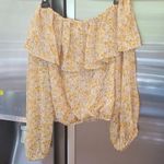 ASTR 💕 THE LABEL💕 Ruffle One Shoulder Top ~ Yellow Floral Print Small S NWT Photo 5