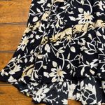 Anthropologie  Black White Gold Floral Tiered Ruffle V Neck Dress Size S Photo 1