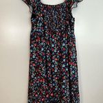 Draper James Navy Blue Ditsy Floral Sleeveless Flutter Midi Dress Size Large Photo 8