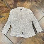 MSK Polka Dot Sequin Textured Long Sleeve Zip Jacket 2X White Photo 4