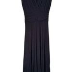 Maeve Anthropology  Dress Womens Sz S Black Long Maxi Open V-Neck Wrapped Flared Photo 0