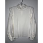 Everlane   The Wing Shoulder Mockneck Silky Cotton Blouse mock neck Ivory small Photo 3