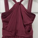 David's Bridal Wine Colored Halter Neck Floor Length Maxi Dress - Size 2 Photo 3