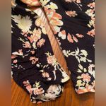 Free People Black Floral Print Keyhole Neck Boho Peasant Hilary Top Size Small Photo 15