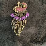 Peacock Gold and Purple Rhinestone Hairpin/Clip with matching earrings Photo 1