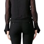 Ramy Brook Shirt Womens Extra Small Black Crepe Crew Neck Slit Sleeves Addy Top Photo 1