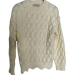 Baltic Born  Women's Cream Cable Knit Sweater Scallop Hem Small Photo 0
