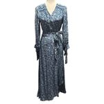 Natalie Martin  Danika 100% Silk Wrap Maxi Dress Blue Floral Size M Photo 1