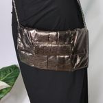 Kate Landry Shiny Platinum Pleated Clutch Chain Crossbody or Shoulder 10X6 Photo 8
