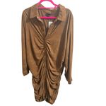 Torrid Dress Womens 4X Brown Long Sleeve Button Down Ruched Collared Mini Photo 1