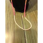 Ann Taylor  Vintage Pink and Peach Thin Beaded Silver Necklace Photo 1