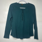 Lee  Women’s XL Teal Long Sleeve Henley Shirt Button Front Photo 0