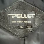 Vintage Pelle Black Embossed Suede Patchwork Leather Long Trench Coat Photo 5