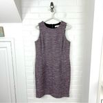 Loft  Mixed Red Boucle Tweed Knit Sleeveless Career Sheath Dress Size 8P Photo 1