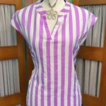 SheIn Cap Sleeve Blouse in White and Purple stripes Photo 1