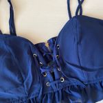 Papaya Padded lace up frill hem cropped peplum spaghetti strap going out top Photo 2