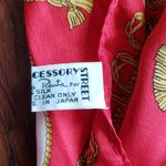 Oscar de la Renta  Gold Tassle Red Chic Old Money Delicate Feminine Silk Scarf Photo 3