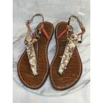 Sam Edelman Sandal Gigi T-Strap Woman's 8.5 Python Coral Leopard Boho Beach Photo 2