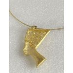 VTG Egyptian Queen Goldtone Large Pendant slide On Goldtone Wire Necklace Gold Photo 2