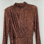 Ronny Kobo Jane Dress Sequined Knit Mock Neck Mini Dress in Brown Size XL Photo 4