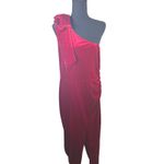 Merokeety ONE SHOULDER SLEEVELESS VELVET SLIT MAXI DRESS Holiday Red Formal XL Photo 1