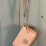 Anne Klein Leather Wristlet Dusty Pink With Gold Tone Accents 6 X 4 Photo 1