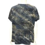 Adrienne Vittadini  Metallic Ring Detail Short Sleeve Top In Abstract Print XL Photo 4
